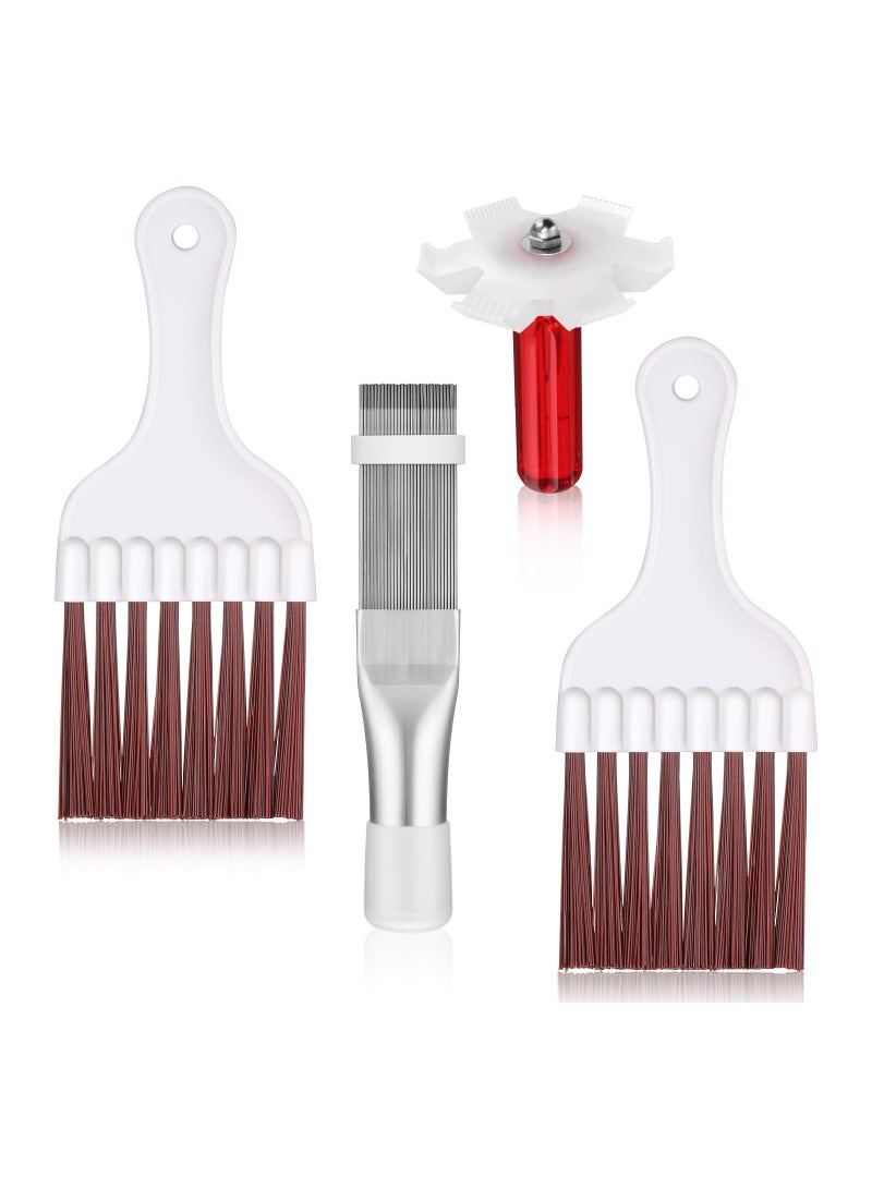 4 Pieces Air Conditioner Condenser Fin Cleaning Brush Coil Comb Stainless Steel Refrigerator Cleaner Whisk