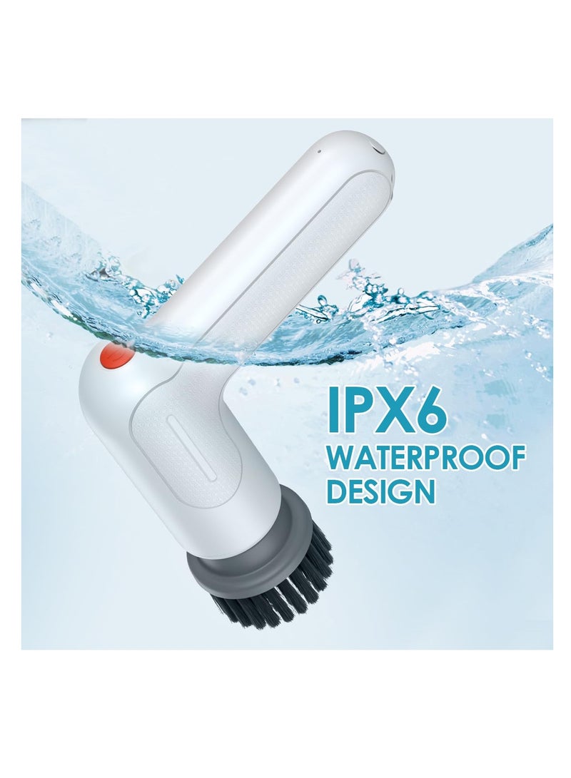 Cordless Electric Spin Scrubber with 4 Replaceable Brush Heads, IPX6 Waterproof Cleaning Brush for Effortless Cleaning of Walls, Bathtubs, Shoes, Cars, and Toilets.