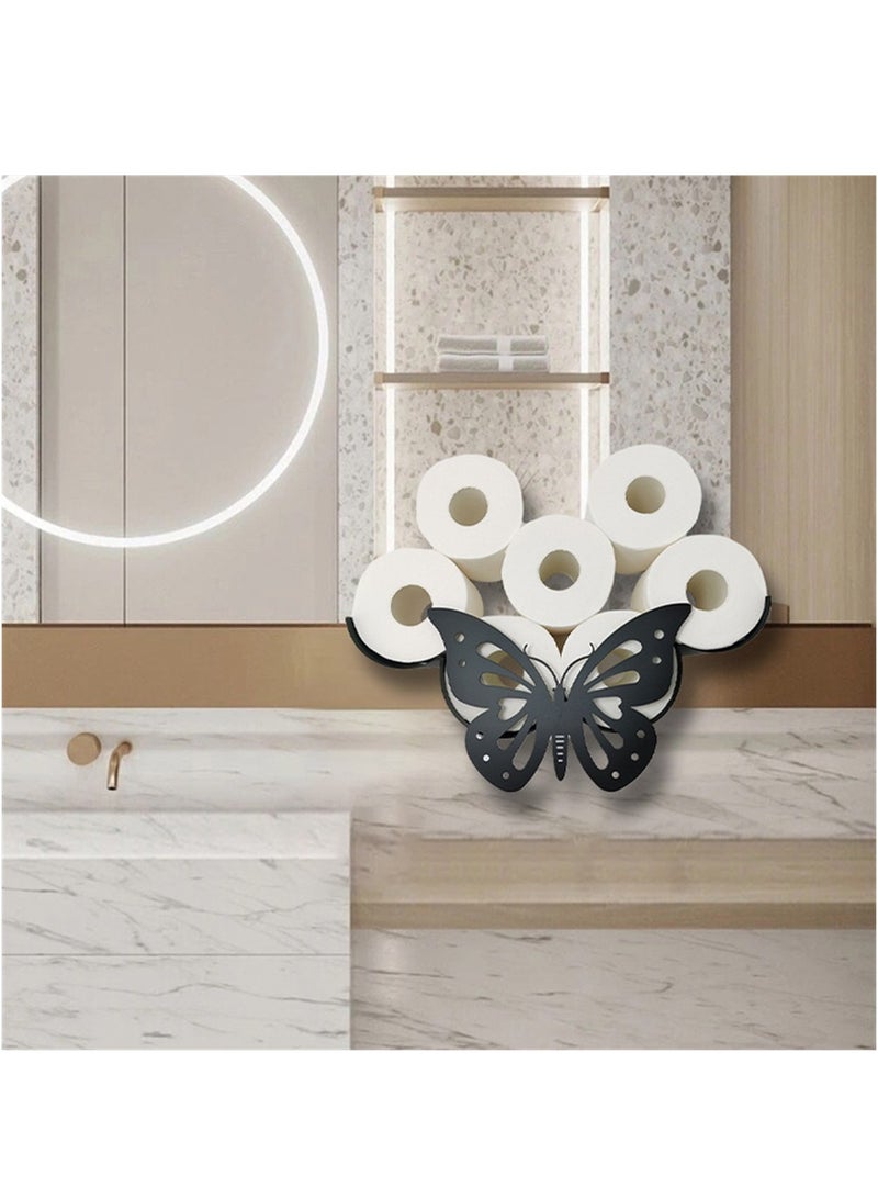 Toilet Paper Holder, Metal Butterfly Toilet Paper Roll Holder, Animal Style Toilet Tissue Holder, Freestanding & Wall Mount Toilet Tissue Storage Container for Bathroom, Home, Kitchen, Toilet