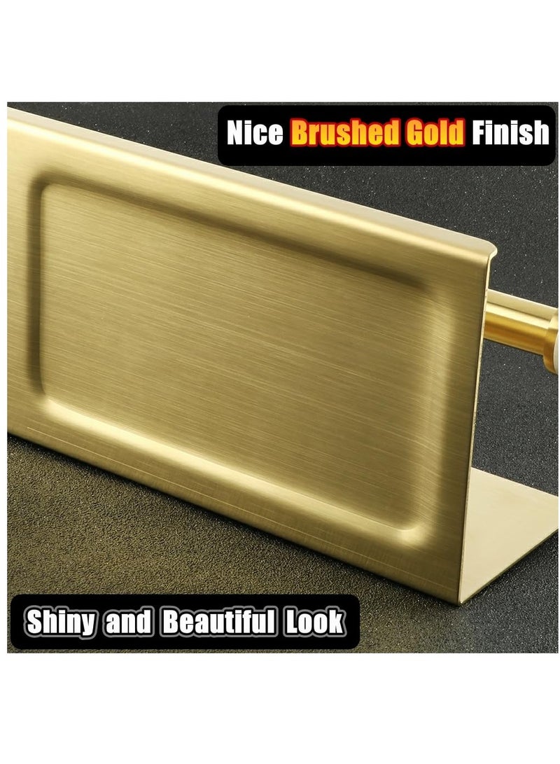 Double Toilet Paper Holder, Bathroom Tissue Holder with Shelf, SUS304 Stainless Steel Toilet Paper Roll Holder Storage Dispenser, Self Adhesive or Wall Mount Drilling Paper Rack, Brushed Golden