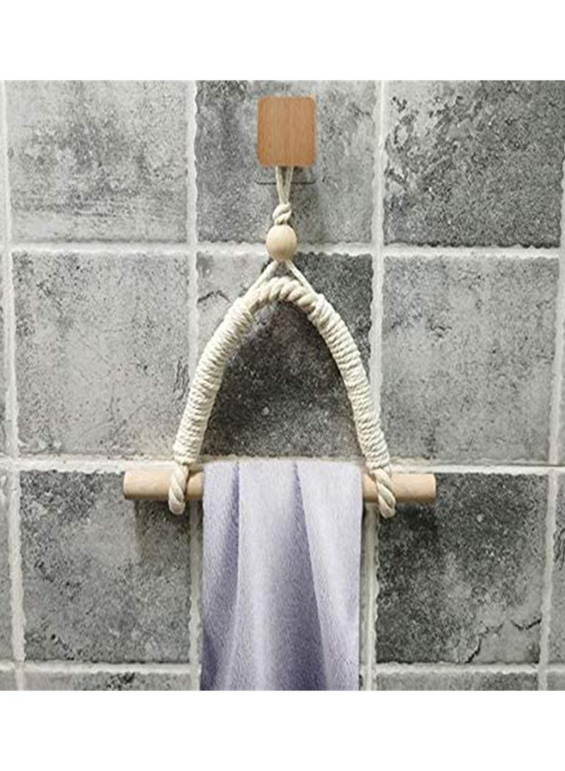 Toilet Roll Holder, Antique Rope Style Jute Towel and Tissue Paper Roll Holder, Wall Mounted Toilet Paper Wood Roll Holder, Home Bathroom Kitchen Country House Retro Decoration, 1 Pcs