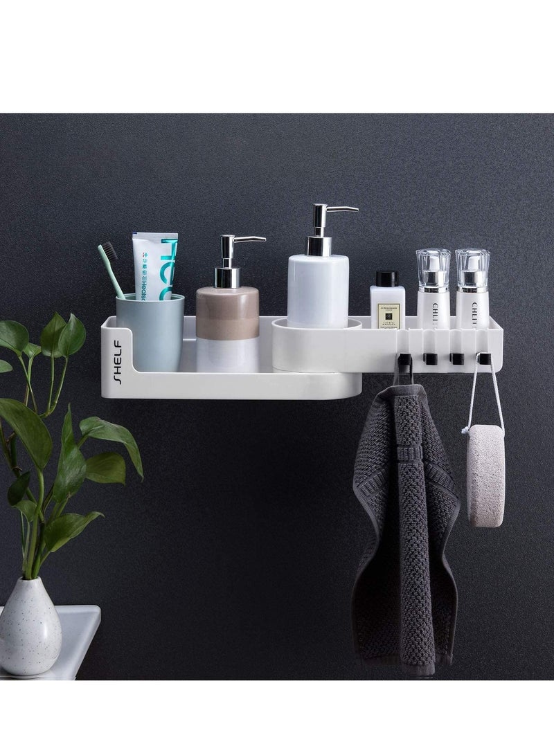 Wall Mounted Bathroom Corner Shelf Shower Caddy, No Drilling Organizer Storage for Bathroom, Self Adhesive Bathroom Organizer Storage, Bathroom Shelf Organizer White Black