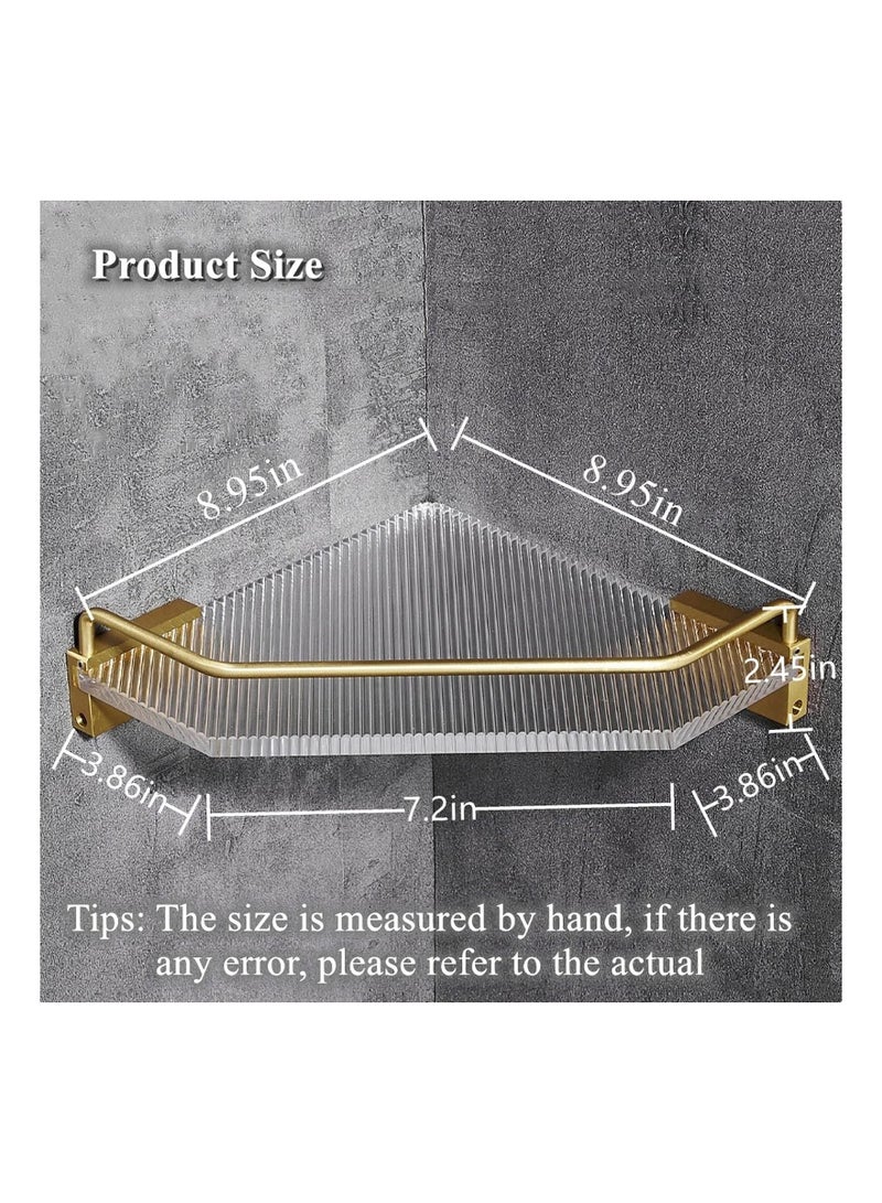 SYOSI Corner Shower Caddy, Acrylic Gold Corner Shower Caddy, Bathroom Floating Corner Shelf Soap and Shampoo Holder, Shower Shelf Organizer for Inside Shower, Can be Free of Punching