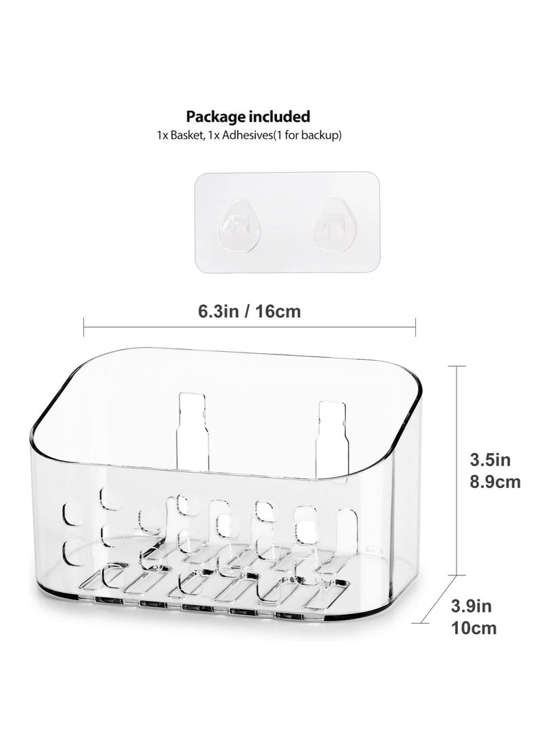 Shower Caddy Small Shower Basket Bathroom Storage Shel Shower Basket with Suction Cups Wall Mounted No Drilling Adhesive Storage for Bathroom and Kitchen Clear Plastic