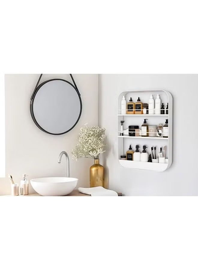 3-Layer Carbon Steel Wall Mounted Carbon Steel Bathroom Shelf Shower Shelf 60x40x10cm