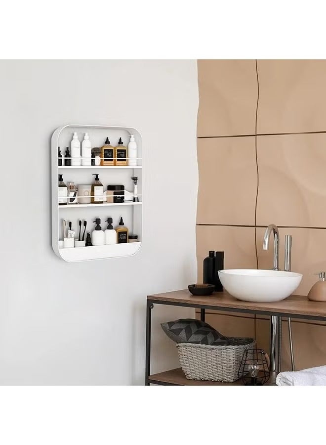 3-Layer Carbon Steel Wall Mounted Carbon Steel Bathroom Shelf Shower Shelf 60x40x10cm