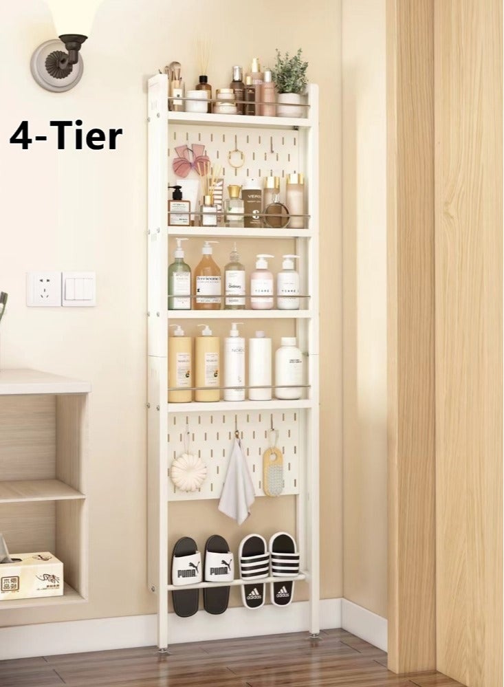 4-Tiers Bathroom Multifunctional Storage Slipper Storage Rack Steel White 50x11x171.5cm