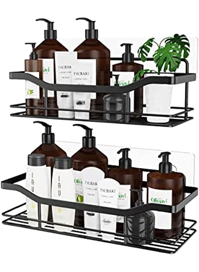 Shower Caddy Shelf Organizer Rack with Soap Dish Holder, Bathroom Organizer Shelf Kitchen Storage Rack Wall Mounted Adhesive No Drilling Rustproof- 3 Pack (B)