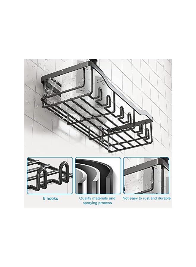 Shower Caddy 5-Pack Shower Shelves Self Adhesive Shower Organizer with Soap Dishes and Hooks No Drilling Wall Mount Bathroom Shower Shelves Shower Storage Accessories (5 Pack, Black)