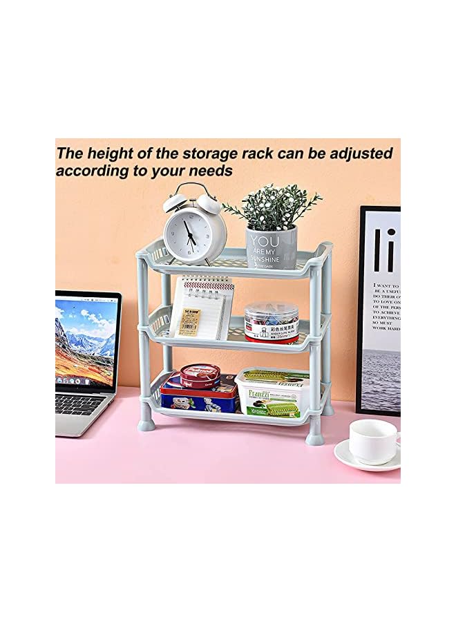 Tier Bathroom Storage Organizer Plastic Shelf Adjustable Height Tiers Make-up Organizer Spice Storage Rack Easy Assembly Storage Rack (mintgreen)