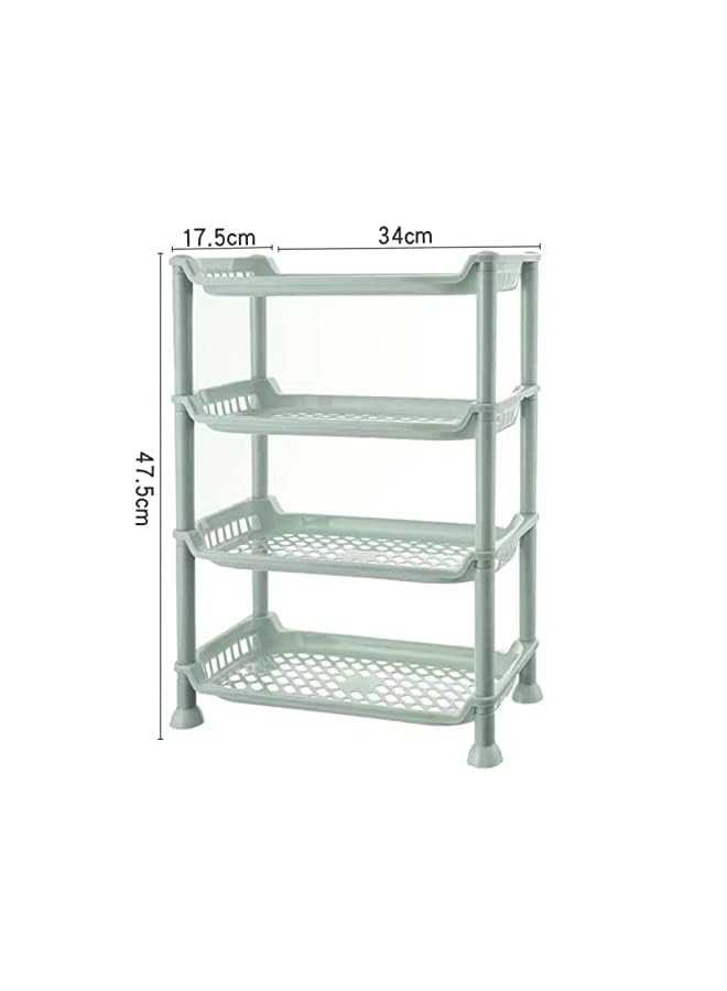 Tier Bathroom Storage Organizer Plastic Shelf Adjustable Height Tiers Make-up Organizer Spice Storage Rack Easy Assembly Storage Rack (mintgreen)