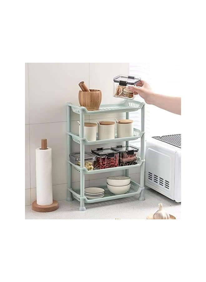 Tier Bathroom Storage Organizer Plastic Shelf Adjustable Height Tiers Make-up Organizer Spice Storage Rack Easy Assembly Storage Rack (mintgreen)