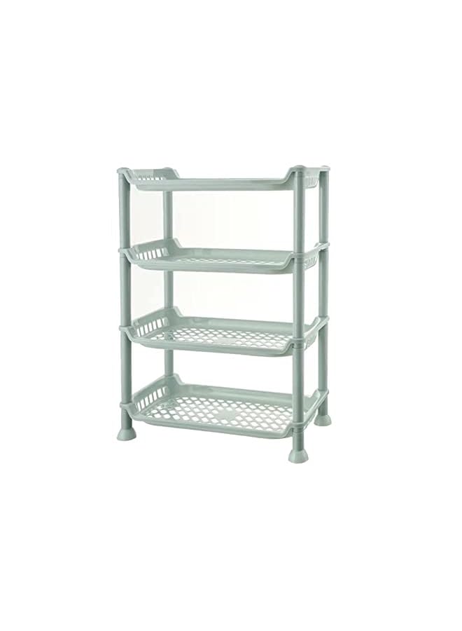 Tier Bathroom Storage Organizer Plastic Shelf Adjustable Height Tiers Make-up Organizer Spice Storage Rack Easy Assembly Storage Rack (mintgreen)