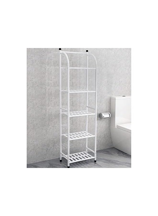 Storage Rack Floor Type Corner Rack Bedroom Bathroom Living Room Kitchen Shelf Storage Basket (White)