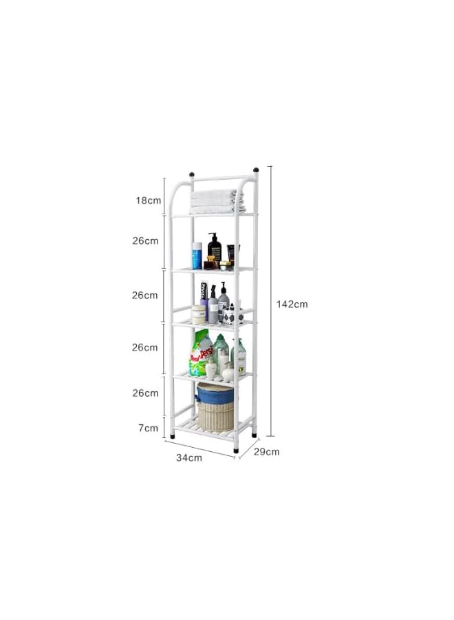 Storage Rack Floor Type Corner Rack Bedroom Bathroom Living Room Kitchen Shelf Storage Basket (White)