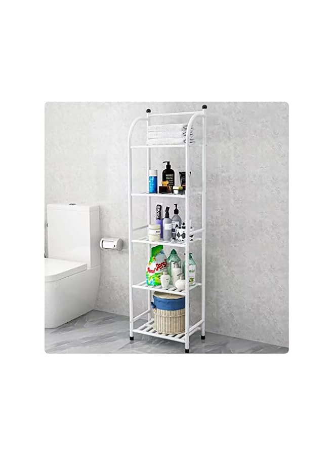Storage Rack Floor Type Corner Rack Bedroom Bathroom Living Room Kitchen Shelf Storage Basket (White)
