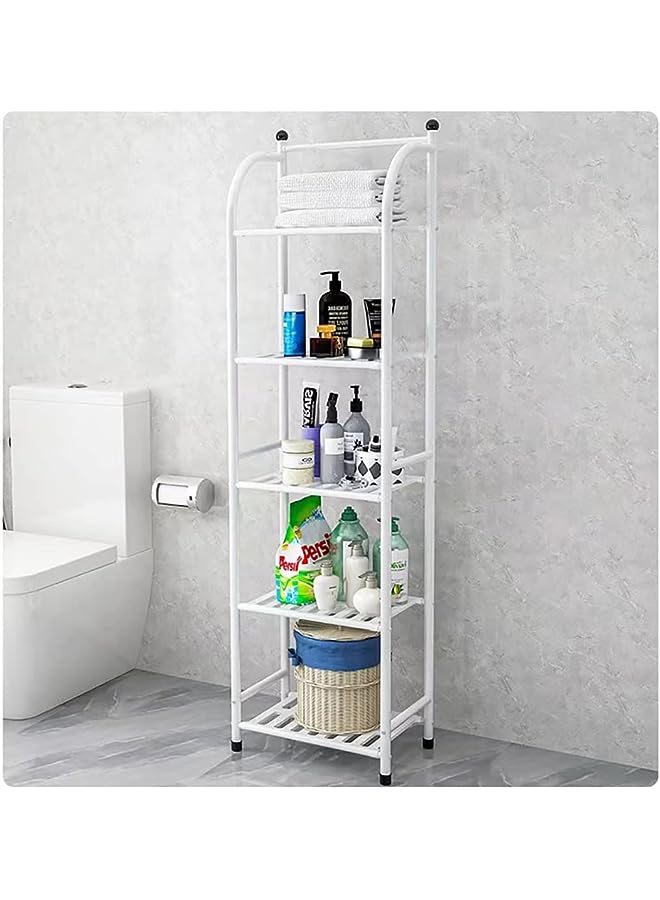 Storage Rack Floor Type Corner Rack Bedroom Bathroom Living Room Kitchen Shelf Storage Basket (White)