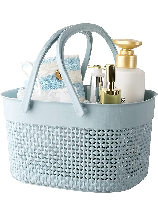 Portable Shower Caddy Basket,with Handles,Weave Storage Boxes,Plastic Organizer Storage Tote with Handles Toiletry Bag Bin Box for Bathroom,College Dorm Room Essentials,Kitchen (blue)