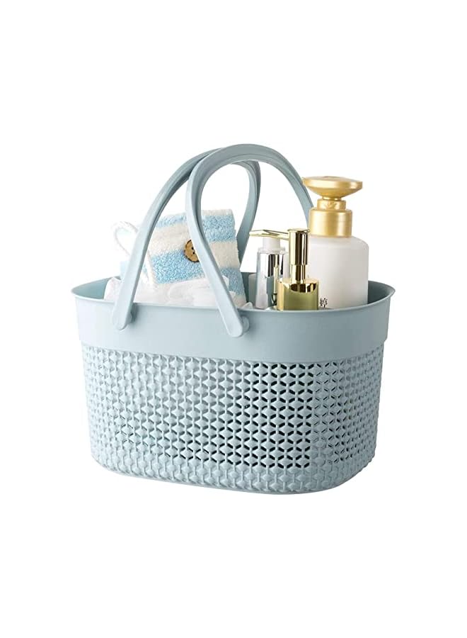 Portable Shower Caddy Basket,with Handles,Weave Storage Boxes,Plastic Organizer Storage Tote with Handles Toiletry Bag Bin Box for Bathroom,College Dorm Room Essentials,Kitchen (blue)