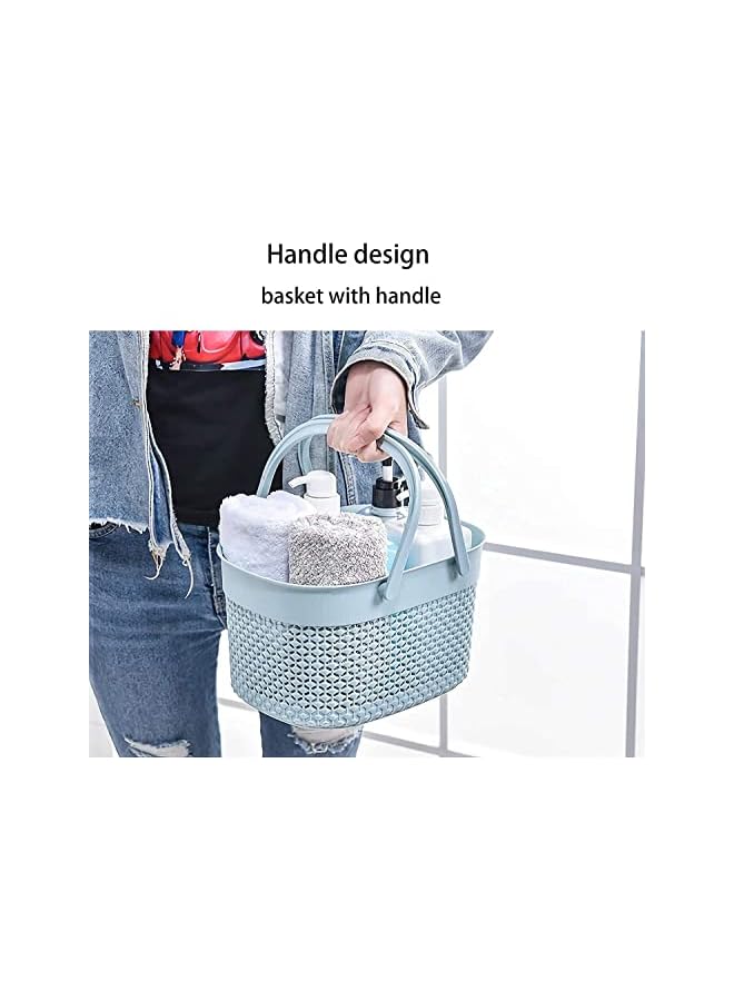 Portable Shower Caddy Basket,with Handles,Weave Storage Boxes,Plastic Organizer Storage Tote with Handles Toiletry Bag Bin Box for Bathroom,College Dorm Room Essentials,Kitchen (blue)