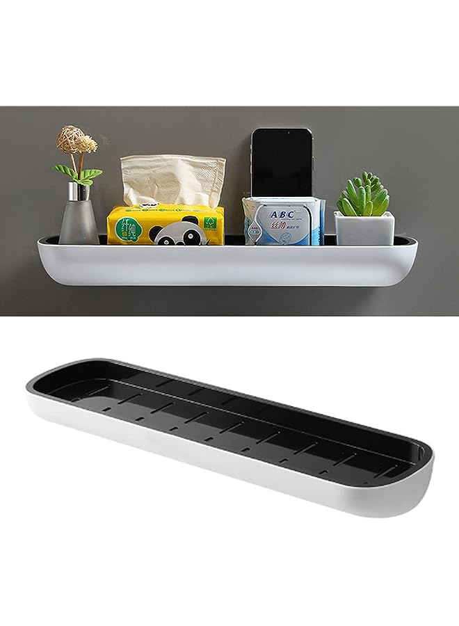 Bathroom Shelf Storage Rack Holder Wall Mounted Shampoo Spices Shower Organizer Bathroom Accessories Black Without Pole (Black01)