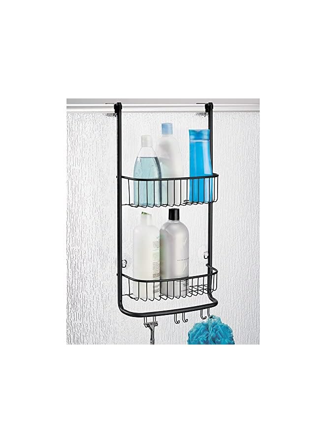 Forma Bathroom Over The Door Shower Caddy With Storage Baskets Shelves And Hooks For Shampoo, Conditioner, Soap, Matte Black