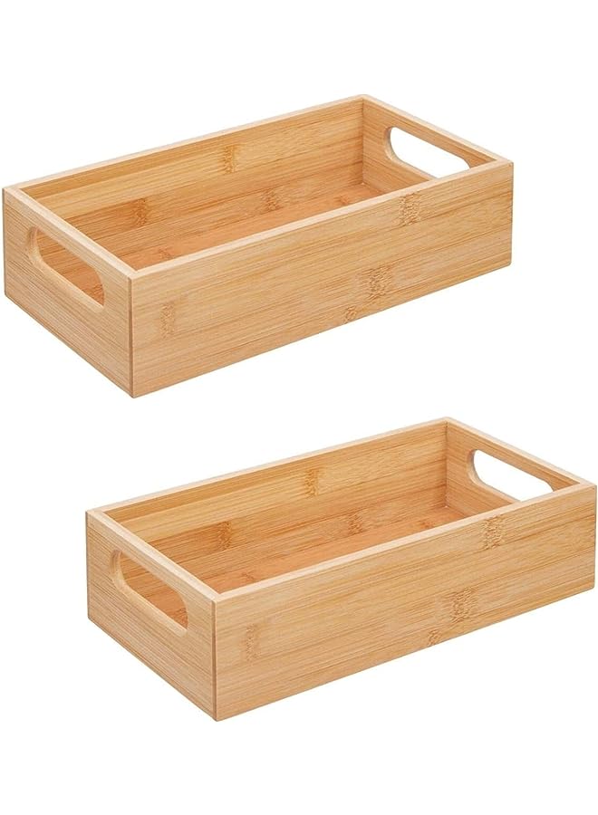 Home – Bamboo Wooden Tray Box for organizing and storage in the home, kitchen, bathroom, study, office, nursery (2, Medium)