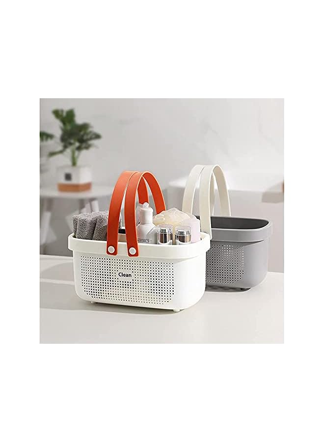 Supplies Caddy, Portable Plastic Shower Caddy Storage Organizer Basket/Bucket with Silicone Handles for Household, Bathroom, Kitchen, Dorm Room Essentials (WHITE)
