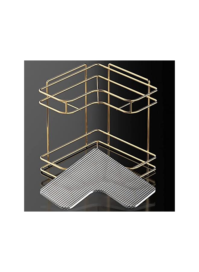 2-Tier Bathroom Organizer Countertop - Stylish Vanity Tray for Cosmetics and Kitchen Storage, Standing Spice Rack and Counter Shelf in Light Luxury