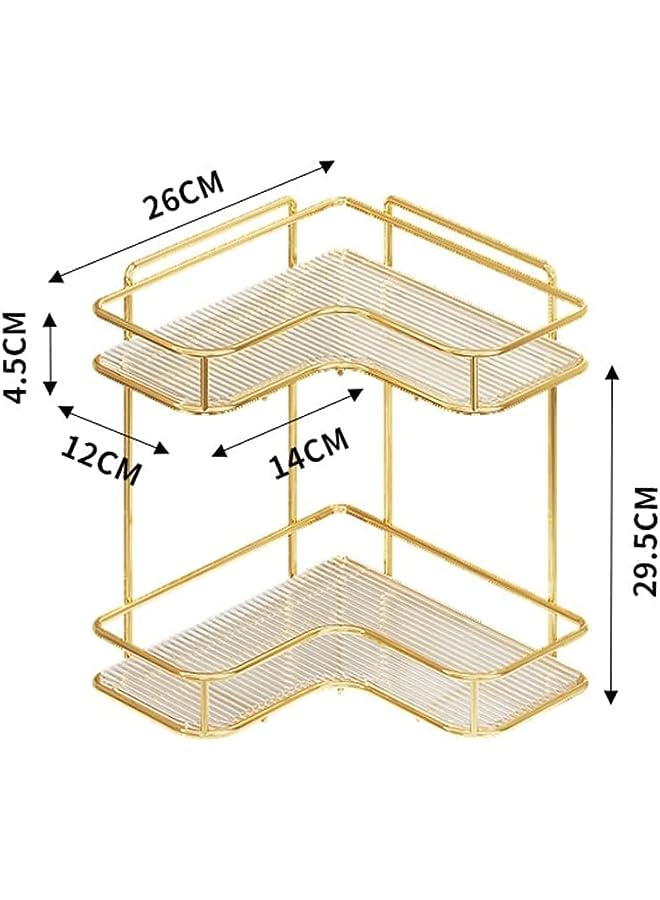 2-Tier Bathroom Organizer Countertop - Stylish Vanity Tray for Cosmetics and Kitchen Storage, Standing Spice Rack and Counter Shelf in Light Luxury
