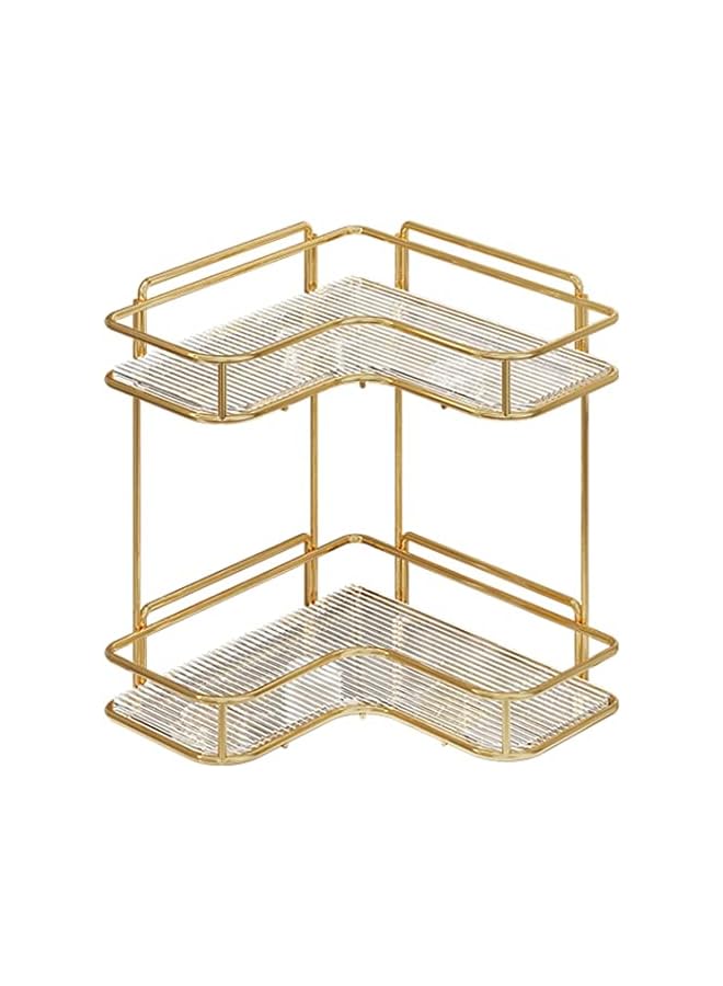 2-Tier Bathroom Organizer Countertop - Stylish Vanity Tray for Cosmetics and Kitchen Storage, Standing Spice Rack and Counter Shelf in Light Luxury