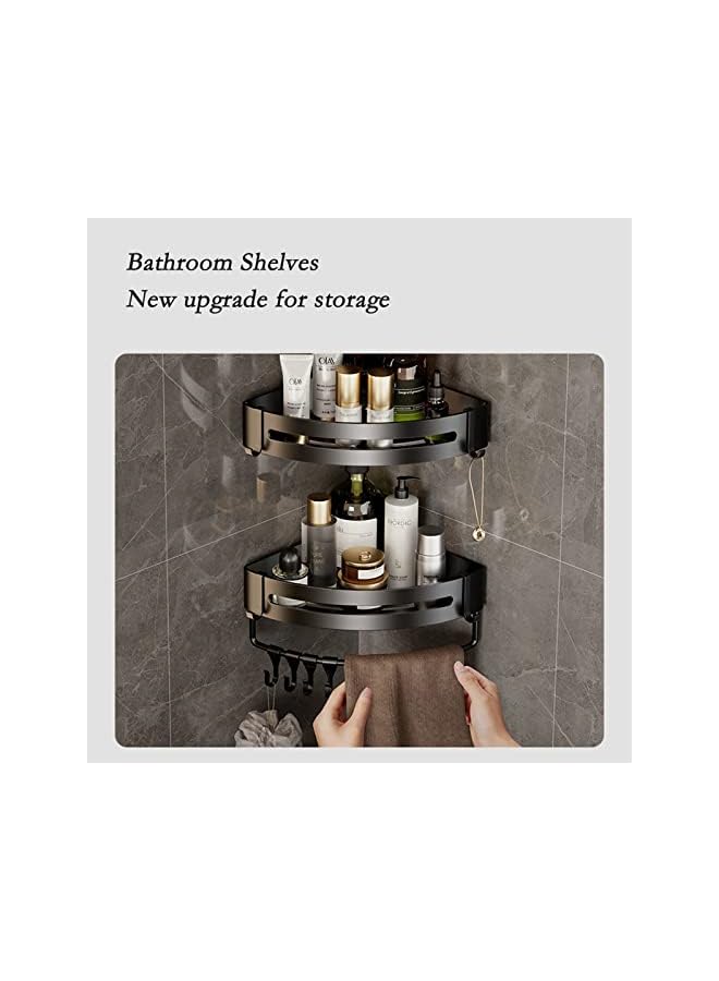 Corner Shelf Bathroom Shower Caddy Organizer, Adhesive Shower Shelf Corner No Drilling Bathroom Shower Organizer for Bathroom Kitchen (Double Layer)