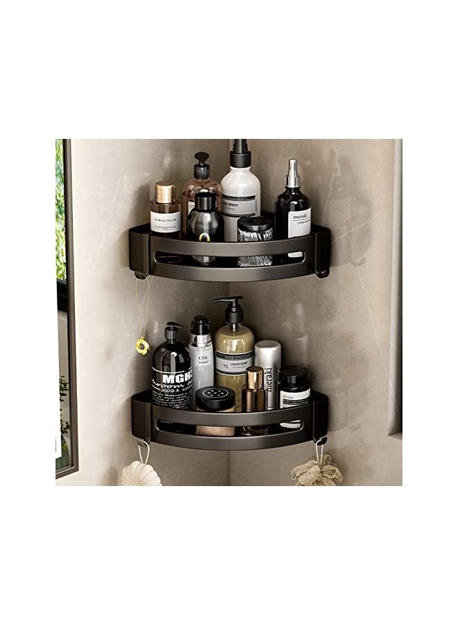 Corner Shelf Bathroom Shower Caddy Organizer, Adhesive Shower Shelf Corner No Drilling Bathroom Shower Organizer for Bathroom Kitchen (Double Layer)
