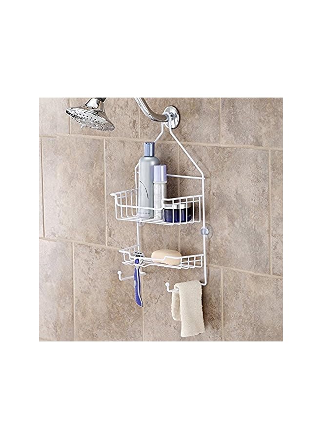 2-Shelf Hanging Shower Caddy, White