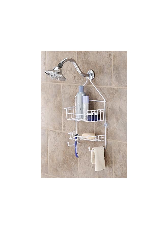 2-Shelf Hanging Shower Caddy, White