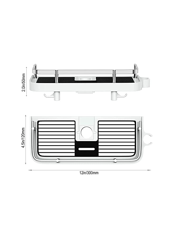 Shower Shelf, Square Bathroom Shower Storage No Drilling Shower Caddy Hanging Shower Holder for Shampoo Shower Tidy Hanging with Buckle and Shower Head Hook Suit 19mm-25mm Shower Rail