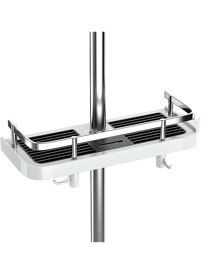 Shower Shelf, Square Bathroom Shower Storage No Drilling Shower Caddy Hanging Shower Holder for Shampoo Shower Tidy Hanging with Buckle and Shower Head Hook Suit 19mm-25mm Shower Rail
