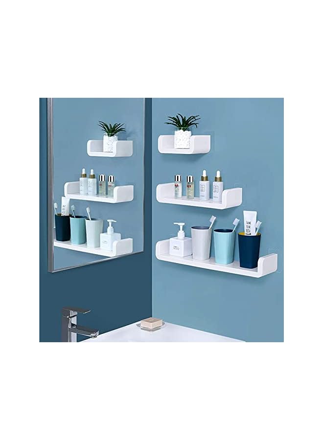 Shelf shaped Floating Shelf, elf Adhesive Wall Shelf,Non-Drilling Shower Caddy Rack, Removable Plastic Over Sink Decor Shelf Organizer for Shower, Kitchen, Bedroom, Toilet (Large)