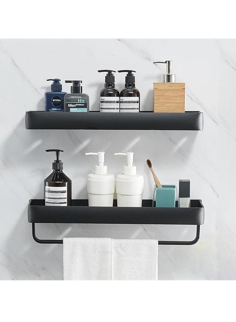 2-Tier Bathroom Wall Shelf for Bathroom Floating Shelf with Towel Holder 40cm