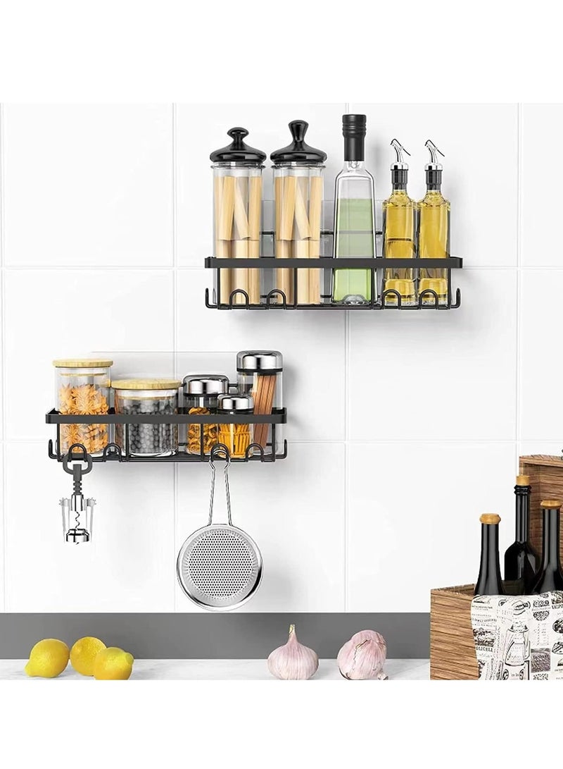 4-Pack Wall-Mountable Shower Caddy Shelf with Hooks - Bathroom, Toilet, Shower, Kitchen Organizer Set - Includes 1 Soap Dish and 1 Shaving Rack - Black