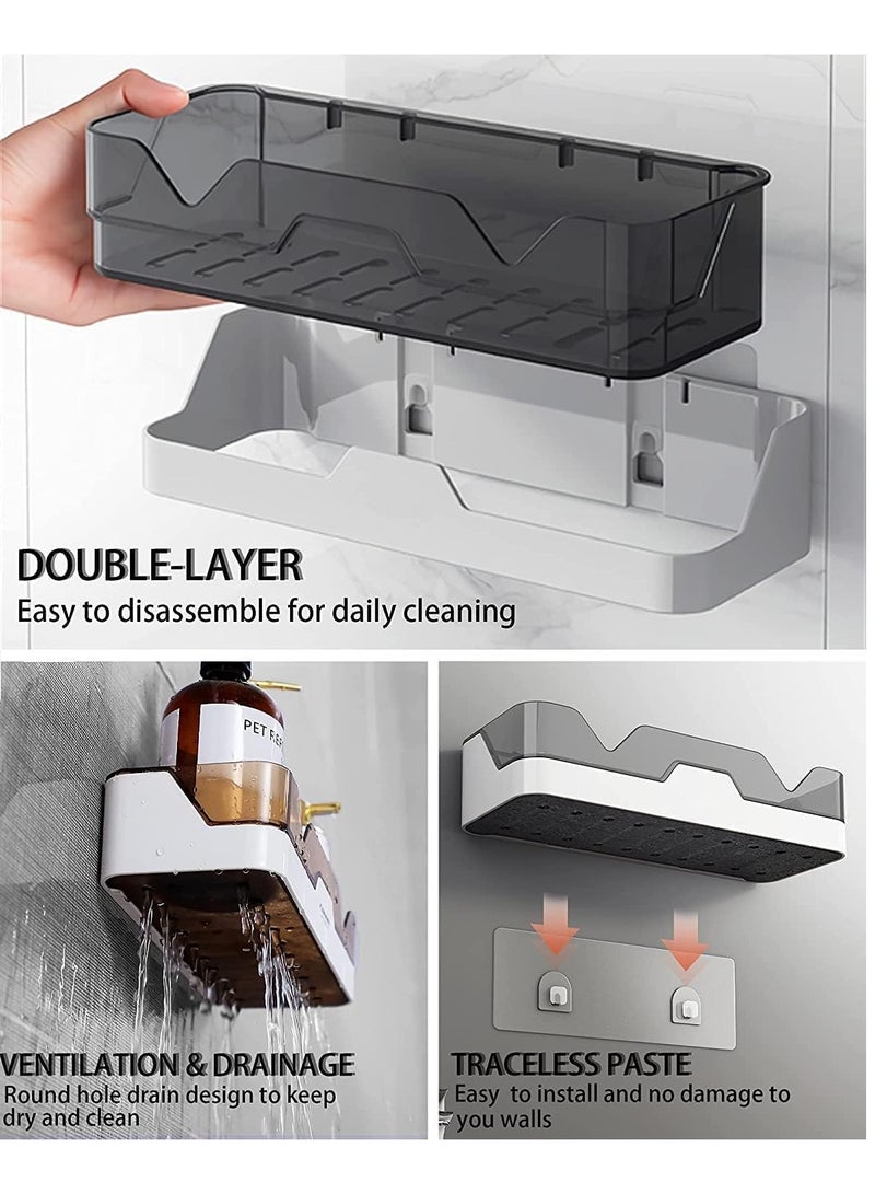 Shower Caddy Shelf Organizer, 2-Pack Shower Caddy, Separable shower Organizer - No Drilling, Double Layer Adhesive Shower Shelf, for Toilet, Dorm and Kitchen