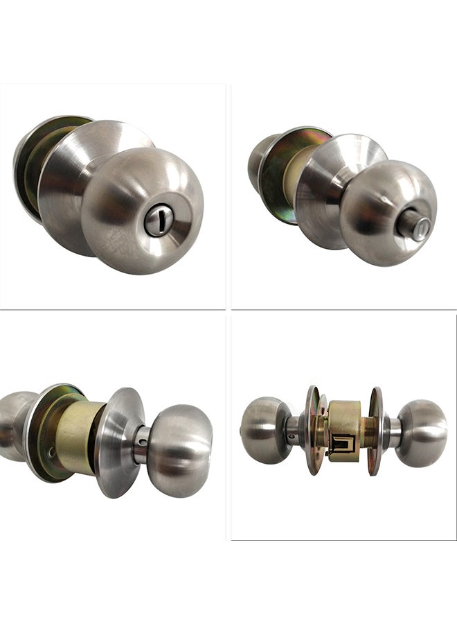 Keyless Round Ball Style Knob Set Silver 19.50x7.60x7.60cm