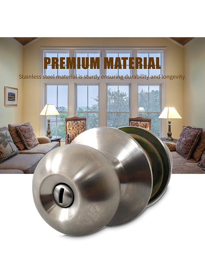 Keyless Round Ball Style Knob Set Silver 19.50x7.60x7.60cm