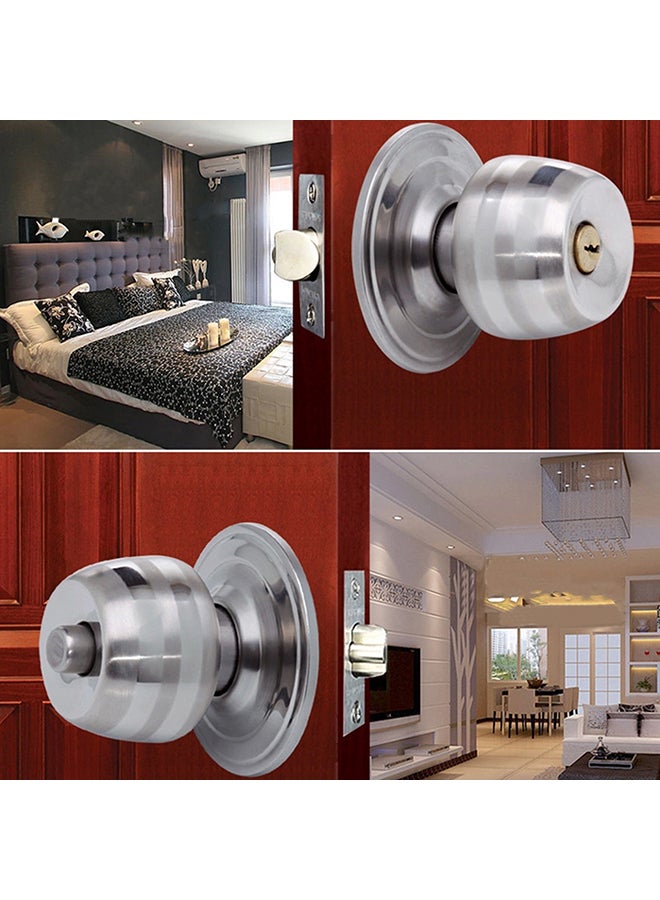 Keyless Round Ball Style Knob Set Silver 19.50x7.60x7.60cm