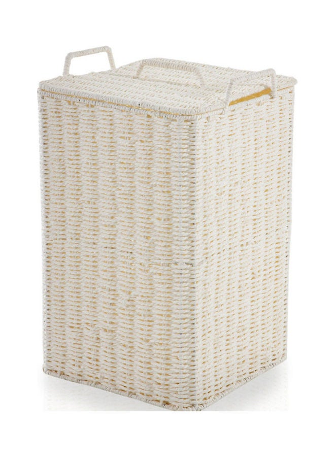 Iris Square Hamper With Lid White 27x27x47cm