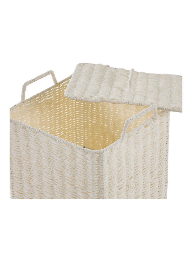 Iris Square Hamper With Lid White 27x27x47cm