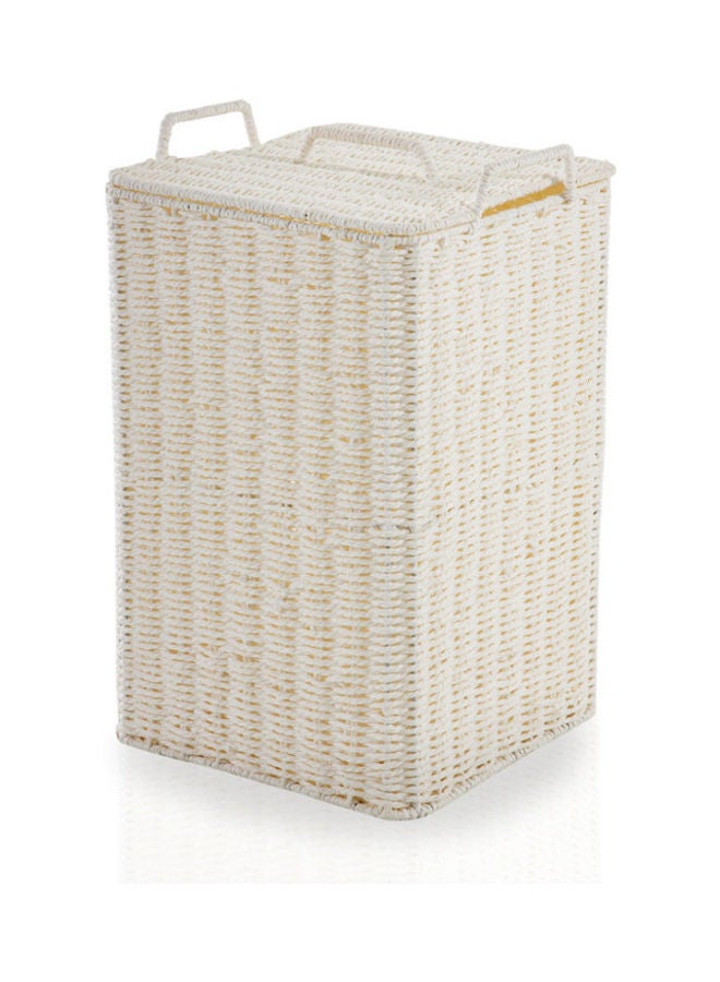 Iris Square Hamper With Lid White 32x32x54cm