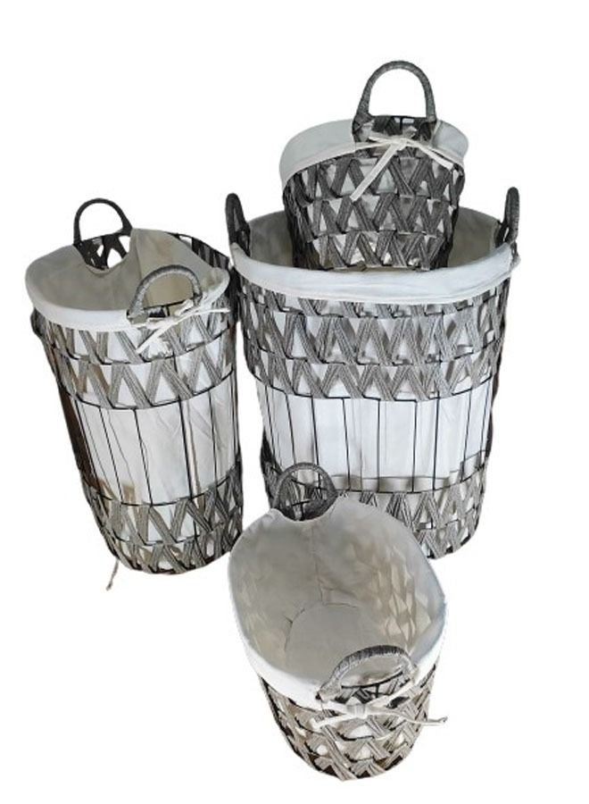 Set of 4 Open Weave Hamper Basket