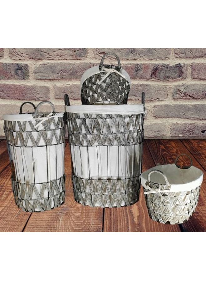 Set of 4 Open Weave Hamper Basket