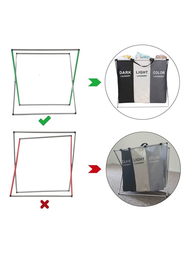 COOLBABY 125L Laundry Basket Clothes Basket Organizer Sorted Storage Foldable 2 Section Basket with Aluminum Frame 24x 15x 23 inches